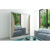 Minio Armoire 200 cm MONACO Blanc / Chêne Sonoma