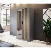 Minio Armoire avec miroir NELLY 2D Artisan chêne / gris