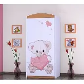 BDW Armoire, 2 portes, 2 tiroirs, penderie, 180x90 cm, hêtre