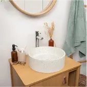 MOB-IN Vasque à poser ronde en terrazzo 36cm