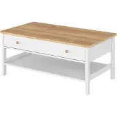 Minio Table basse STORY 110cm blanc/chêne Nash