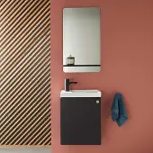 MOB-IN Meuble lave-mains AVA noir carbone + miroir tablette noire