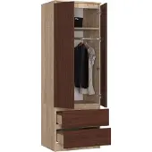BDW , Armoire 2 portes 2 tiroirs, 180x60x51 cm, Chêne Sonoma / Venga