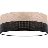 Light11 HOME Lampe de plafond Wood Plexi noir 40cm E27 chêne classique