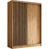 AX Living Armoire portes placard coulissantes Cabinio chene noir 160cm