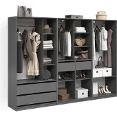 Livinity Armoire à vêtements Trento Anthracite Lot de 3, Model 58981