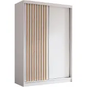 AX Living Armoire portes placard coulissantes Cabinio blanc chene 150