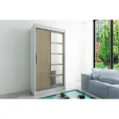 Minio Armoire 100 cm ROMA 1 Blanc / Chêne Sonoma