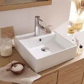 MOB-IN Vasque à poser carrée en céramique blanche 38cm