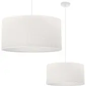 Light11 HOME Suspension En Jute Blanche 1 Abat-Jour Plat Blanc 35Cm E27