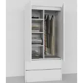 BDW Armoire avec tiroirs, armoire d'entrée 2 portes, blanc