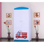 BDW Armoire, 2 portes, 2 tiroirs, penderie, 180x90 cm, bleu