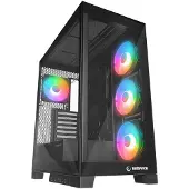 Rampage Obudowa Hydra V2 ARGB czarna (HYDRAV2-BLACK), Boîtier PC, Noir