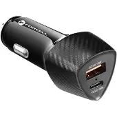 Forcell Chargeur allume-cigare CARBONE type C 3.0 PD20W + USB QC3.0 18W 5A CC50-1A1C noir (Total 38W)