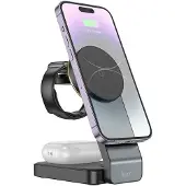 Hoco Chargeur inductif 3 en 1 compatible avec MagSafe 15W CQ3 noir