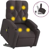 vidaXL Fauteuil de massage avec releveur Tissu marron foncé