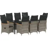 Syfax Ensemble de salle à manger pour jardin 9 pcs Gris polyrotin