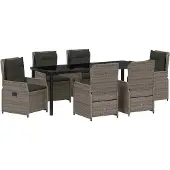 vidaXL Ensemble de jardin 7 pcs Gris Poly-Rotin