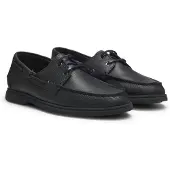 BOSS pour homme. 50570584 Chaussures en cuir Sienne Boat noires (40), Plat, Lacets, Casuel