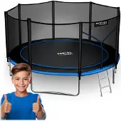 Neo-Sport Trampoline de jardin 12ft/374cm avec filet extérieur et échelle