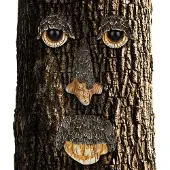Relaxdays « Visage d'arbre » Esprit de la nature, lot de 4, décoration en forme de tronc d'arbre, résistante aux intempéries, décoration d'arbre à suspendre, décoration de jardin, marron/beige