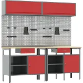 Syfax Ensemble d'établi 8 pcs Rouge et Gris Acier enduit de poudre