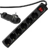 REV Smart 6 Fold Power Strip 2 M Noir One Size / EU Plug 220V
