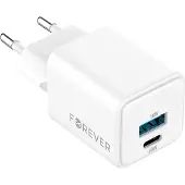 Forever GaN Chargeur de téléphone portable PD QC TC-08-20AC 1x USB-C 1x USB 20W blanc