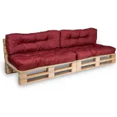 Bananair Coussins Palette lot x2 en polyester 120x80cm/120x40cm Rouge