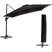 Happy Garden Parasol déporté MOLOKAI carré 3x3m noir + housse