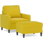 vidaXL Fauteuil avec pouf jaune 60 cm velours