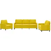 vidaXL Ensemble de canapés 3 pièces avec coussins Velours jaune