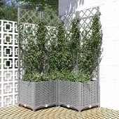 Prolenta Maison Exclusive - Jardinière avec treillis Gris clair 80x80x136 cm PP