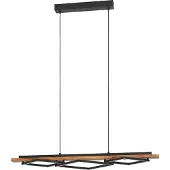 Eglo Suspension LED Boyal, suspension pour table à manger à 3 ampoules, suspension en bois rustique et métal noir, lampe pour table à manger, blanc chaud
