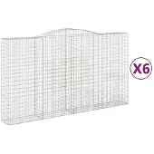 vidaXL Gabions avec arc surélevé 6 pcs. 400x50x220/240cm Fer galvanisé