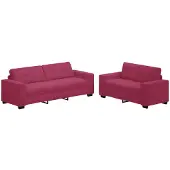 Syfax canapé 2 pièces avec coussins bordeaux velours