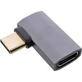 InLine Adaptateur USB4, USB-C prise/prise femelle coudé à droite/à gauche, alu, gris