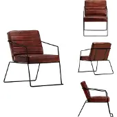 vidaXL Fauteuil marron foncé cuir véritable - Fauteuil
