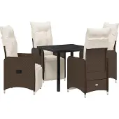 Syfax Ensemble de salle à manger pour jardin 5 pcs Marron polyrotin