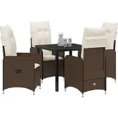 Syfax Ensemble de salle à manger pour jardin 5 pcs Marron polyrotin
