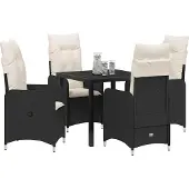 Syfax Ensemble de salle à manger pour jardin 5 pcs Noir polyrotin