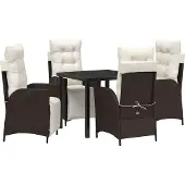 Syfax Ensemble de salle à manger pour jardin 5 pcs Marron polyrotin