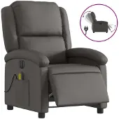 Syfax Fauteuil inclinable électrique gris cuir véritable
