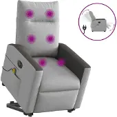 Syfax Fauteuil inclinable de massage électrique gris nuage tissu