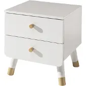 Vipack Table de chevet Billy rétro 2 tiroirs - blanc