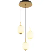 Globo Lighting Suspension dorée Ewald 3 lumières Ø 37,5cm verre blanc