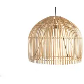 Searchlight Bali 1Lt Suspendue, Abat-Jour En Bambou Avec Suspension Noire