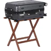 Relaxdays Porte-bagages , pliable, bambou haut de gamme, H x l x P : 52 x 58 x 37,5 cm, sangles, porte-bagages d'hôtel, marron