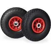 Relaxdays 8 roues pour diable, pneus en caoutchouc plein anti-crevaison, 3,00-4 pouces, axe de 20 mm, charge max. 80 kg, roue de rechange 260 x 85 mm, noir et rouge