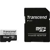 Transcend 350V - Carte mémoire flash (adaptateur SD inclus) - 64 Go - UHS-I U1 / Class10 - microSDXC UHS-I